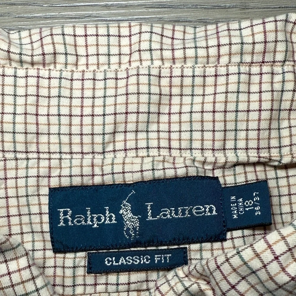 Polo by Ralph Lauren Men's Biege Button Up Shirt Classic Fit Size 18 36/37